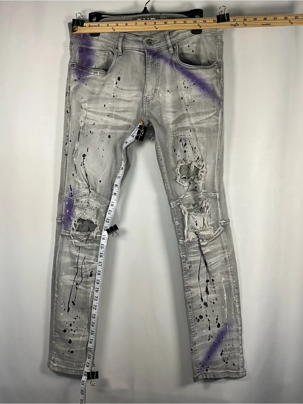 AHP Another Hype Piece Jeans Size 32 Distressed Paint Splattered Skinny Jeans